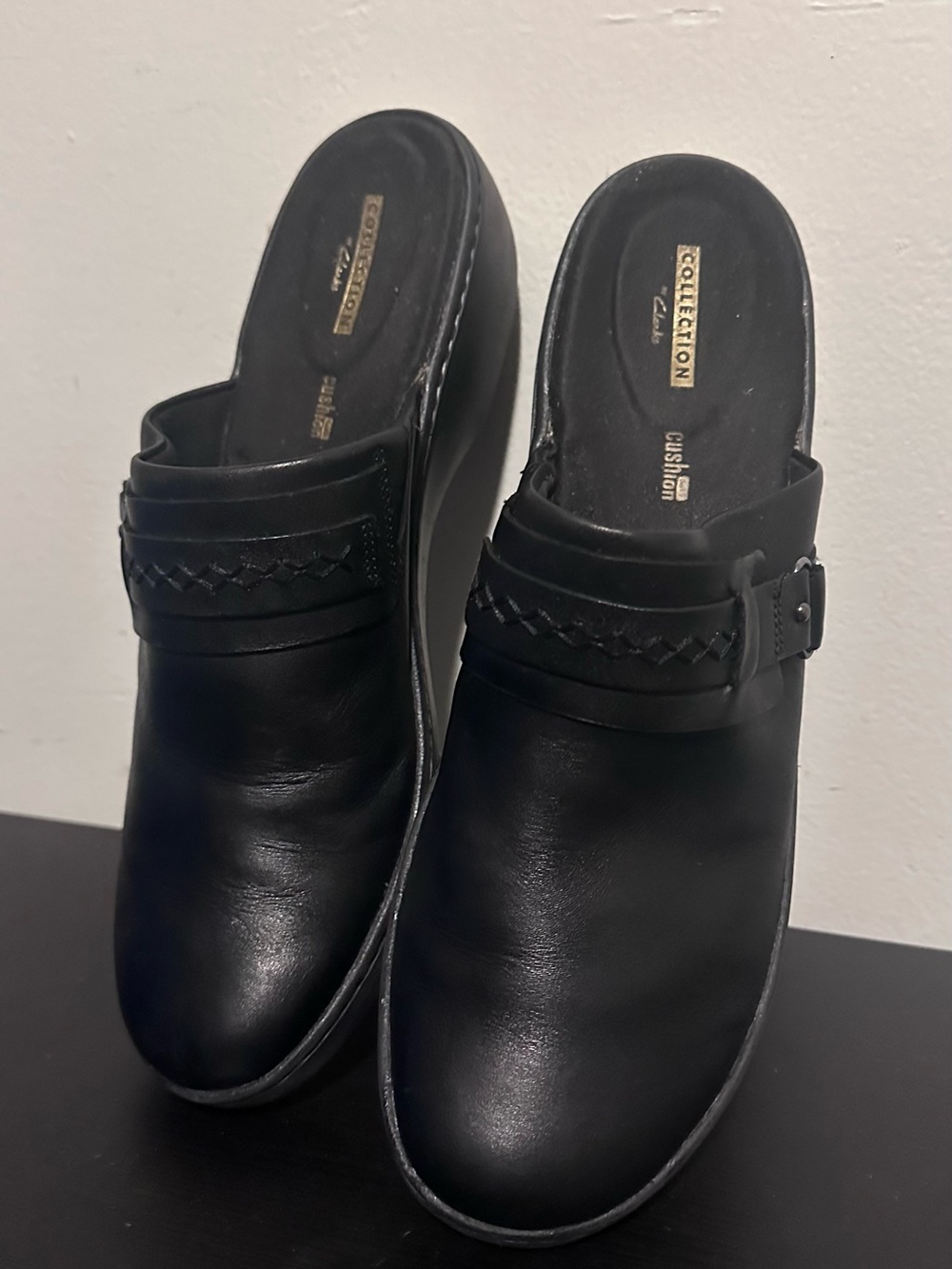 Clarks Black Slip-On Mules